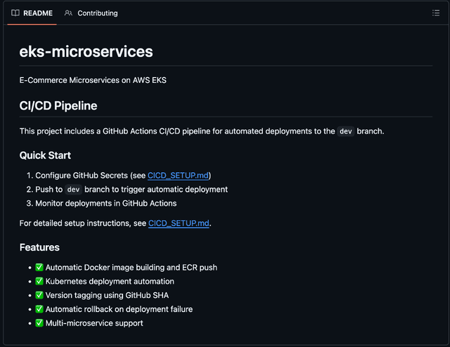 EKS Microservices screenshot